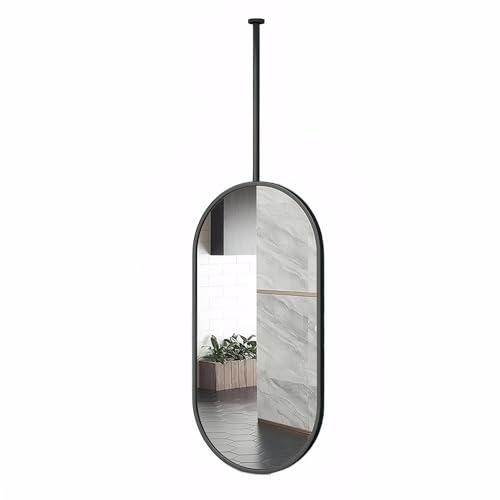 ROBAUN Deckenspiegel mit Metallstange, an der Wand montierter hängender Badezimmerspiegel im Flur, ovaler Spiegel in Gold und Schwarz(Czarny,23.6" L x 15.7" W) von ROBAUN