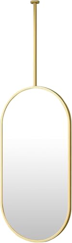 ROBAUN Goldener Badezimmerspiegel, Kosmetikspiegel, großer Spiegel for Aufhängen an der Decke, Spiegel mit Metallrahmen zur Deckenmontage, ovale Rasierspiegel(23.6" L x 15.8" W) von ROBAUN