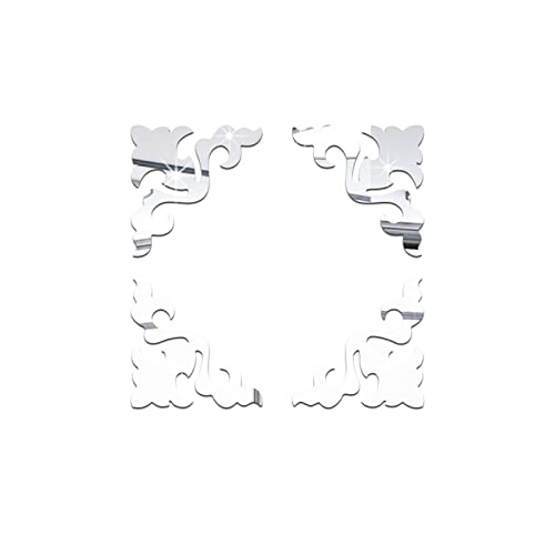 ROBAUN Möbeldekorationspiegel Aufkleber 3D Wallsticker Acryl Selbstklebender Spiegel Gold Spliver Aufkleber Schrank Eckdekoraufkleber (Color : Sliver, Size : 10x10cm-4PCS) von ROBAUN
