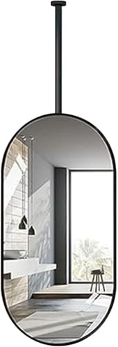 ROBAUN Ovaler Deckenspiegel mit Aufhängestange, Schwarzer Badezimmerspiegel, Wandspiegel, anpassbar, Schminkspiegel for das Wohnzimmer(27.6" L x 15.8" W) von ROBAUN