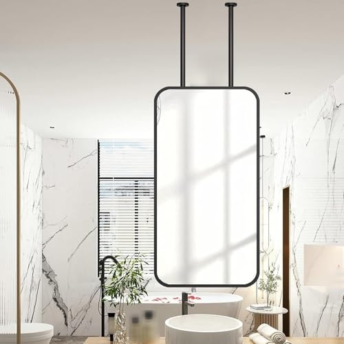 ROBAUN Schwarzer rechteckiger Badezimmerspiegel, Deckenspiegel, Wandspiegel, Schminkspiegel, dekorativer Schlichter Spiegel, moderner Hängespiegel(23.6" L x 19.7" W) von ROBAUN