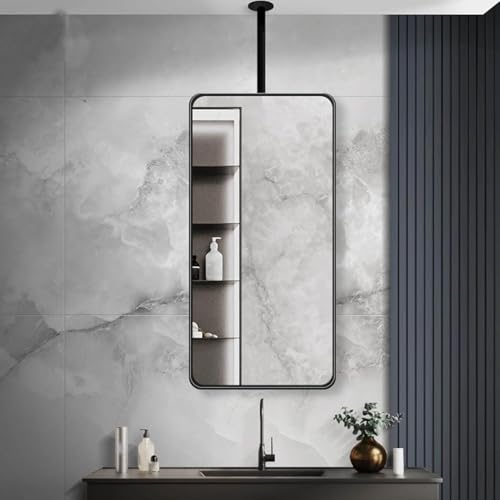 Rechteckiger Spiegel zur Deckenmontage mit schwarzem Rahmen, Kosmetikspiegel zur Wandmontage, dekorativer, einfacher Spiegel for das Wohnzimmer im Eingangsbereich, Schlafzimmer(23.6" L x 15.8" W) von ROBAUN