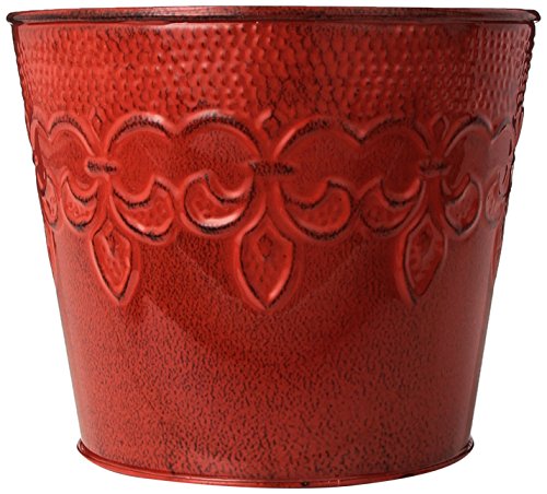 Robert Allen MPT01889 Fluer De Lis Serie Blumentopf aus Metall, 15,2 cm, Cayenne-Rot von Robert Allen