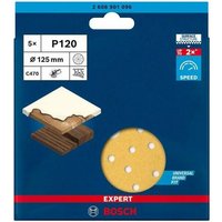 Bosch Professional Expert C470 Schleifpapier Mehrloch für Exzenterschleifer, 125 mm, G 120, 5-tlg. (2608901096) Bosch Professional Expert C470 Schleifpapier Mehrloch für Exzenterschleifer, 125 mm, G 120, 5-tlg. (2608901096) von Bosch