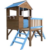 Holzspielhaus Robincool Blue Melody 3,23 m² 198x170x197 cm mit 2 Etagen, Giebeldach, Geländer, Veranda und Treppe Holzspielhaus Robincool Blue Melody 3,23 m² 198x170x197 cm mit 2 Etagen, Giebeldach, Geländer, Veranda und Treppe von ROBINCOOL