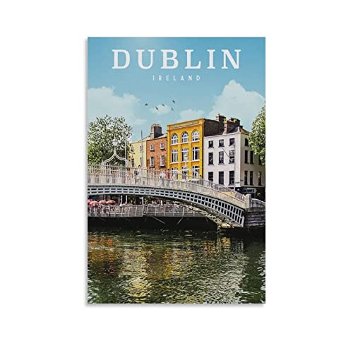 ROBLUX Halfpenny Bridge Dublin Irland Vintage Reiseposter Landschaft 30 x 45 cm Wandkunst Bild Kunstdruck Leinwand Kunst Poster Moderne Familie Schlafzimmer Dekor Poster von ROBLUX