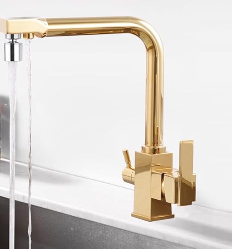 3-in-1 Wasserhahn Küchenspüle Spüle Wasserreiniger Direkter Trinkwasserhahn mit Gold Dual Mode von ROBOTA