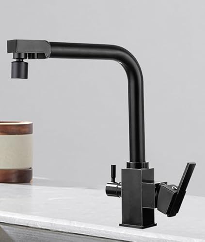3-in-1 Wasserhahn Küchenspüle Spüle Wasserreiniger Direkter Trinkwasserhahn mit schwarzem Dual-Modus von ROBOTA