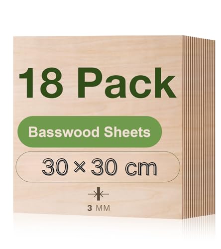 ROBOTIME Sperrholzplatte 3mm 18 Stück Linde Holzplatte Zuschnitt Nach Maß,Multiplex Platte Holz Laser Leimholzplatte Laserschnitt, CNC Router, Durchbrochenes 30CM*30CM ROBOTIME Sperrholzplatte 3mm 18 Stück Linde Holzplatte Zuschnitt Nach Maß,Multiplex Platte Holz Laser Leimholzplatte Laserschnitt, CNC Router, Durchbrochenes 30CM*30CM von ROBOTIME