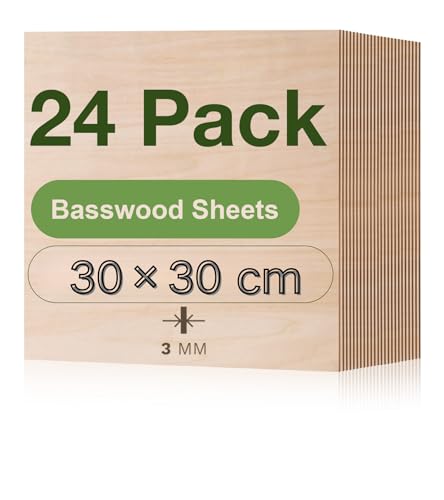 ROBOTIME Sperrholzplatte 3mm 24 Stück Linde Holzplatte Zuschnitt Nach Maß,Multiplex Platte Holz Laser Leimholzplatte Laserschnitt, CNC Router, Durchbrochenes 30CM*30CM ROBOTIME Sperrholzplatte 3mm 24 Stück Linde Holzplatte Zuschnitt Nach Maß,Multiplex Platte Holz Laser Leimholzplatte Laserschnitt, CNC Router, Durchbrochenes 30CM*30CM von ROBOTIME