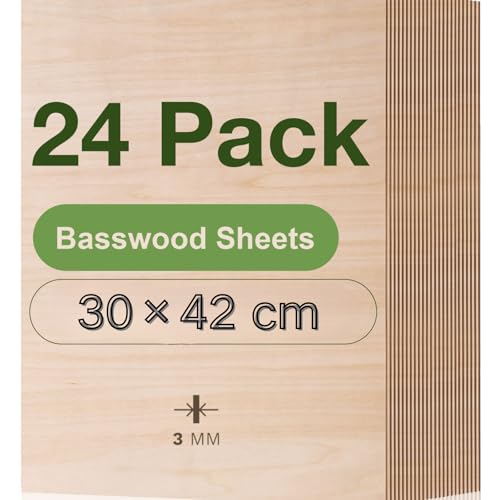 ROBOTIME Sperrholzplatte 3mm A3 Gefärbtes Linde Holzplatte Zuschnitt Nach Maß,Multiplex Platte Holz Laser Leimholzplatte Laserschnitt, CNC Router, Durchbrochenes 24 Stück 30×42cm ROBOTIME Sperrholzplatte 3mm A3 Gefärbtes Linde Holzplatte Zuschnitt Nach Maß,Multiplex Platte Holz Laser Leimholzplatte Laserschnitt, CNC Router, Durchbrochenes 24 Stück 30×42cm von ROBOTIME