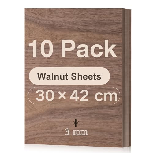 ROBOTIME Sperrholzplatte 3mm A3 Walnuss Holzplatte Zuschnitt Nach Maß,Multiplex Platte Holz Laser Leimholzplatte Laserschnitt, CNC Router, Durchbrochenes 10 Stück 30×42 cm von ROBOTIME