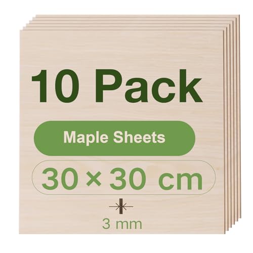 ROBOTIME Sperrholzplatte 3mm Ahorn Holzplatte Zuschnitt Nach Maß,Multiplex Platte Holz Laser Leimholzplatte Laserschnitt, CNC Router, Durchbrochenes 30CM*30CM 10 Stück ROBOTIME Sperrholzplatte 3mm Ahorn Holzplatte Zuschnitt Nach Maß,Multiplex Platte Holz Laser Leimholzplatte Laserschnitt, CNC Router, Durchbrochenes 30CM*30CM 10 Stück von ROBOTIME