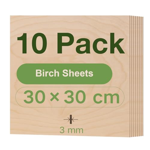ROBOTIME Sperrholzplatte 3mm Birke Holzplatte Zuschnitt Nach Maß,Multiplex Platte Holz Laser Leimholzplatte Laserschnitt, CNC Router, Durchbrochenes 30CM*30CM 10 Stück ROBOTIME Sperrholzplatte 3mm Birke Holzplatte Zuschnitt Nach Maß,Multiplex Platte Holz Laser Leimholzplatte Laserschnitt, CNC Router, Durchbrochenes 30CM*30CM 10 Stück von ROBOTIME