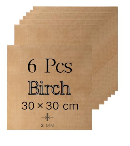 ROBOTIME Sperrholzplatte 3mm Birke Holzplatte Zuschnitt Nach Maß,Multiplex Platte Holz Laser Leimholzplatte Laserschnitt, CNC Router, Durchbrochenes 30CM*30CM 6 Stück ROBOTIME Sperrholzplatte 3mm Birke Holzplatte Zuschnitt Nach Maß,Multiplex Platte Holz Laser Leimholzplatte Laserschnitt, CNC Router, Durchbrochenes 30CM*30CM 6 Stück von ROBOTIME