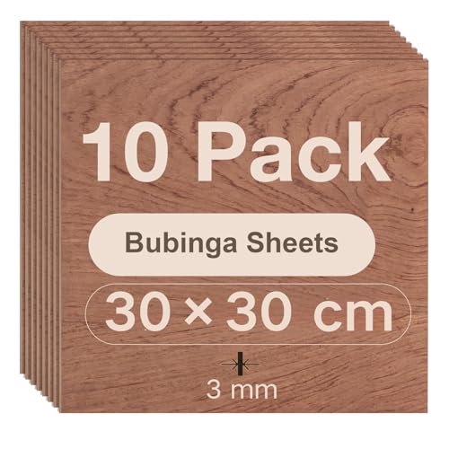 ROBOTIME Sperrholzplatte 3mm Bubinga Holzplatte Zuschnitt Nach Maß,Multiplex Platte Holz Laser Leimholzplatte Laserschnitt, CNC Router, Durchbrochenes 30CM*30CM 10 Stück ROBOTIME Sperrholzplatte 3mm Bubinga Holzplatte Zuschnitt Nach Maß,Multiplex Platte Holz Laser Leimholzplatte Laserschnitt, CNC Router, Durchbrochenes 30CM*30CM 10 Stück von ROBOTIME