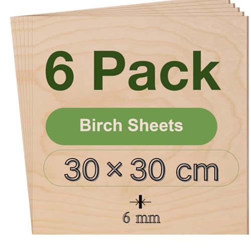 ROBOTIME Sperrholzplatte 6mm Birke Holzplatte Zuschnitt Nach Maß,Multiplex Platte Holz Laser Leimholzplatte Laserschnitt, CNC Router, Durchbrochenes 30CM*30CM 6 Stück ROBOTIME Sperrholzplatte 6mm Birke Holzplatte Zuschnitt Nach Maß,Multiplex Platte Holz Laser Leimholzplatte Laserschnitt, CNC Router, Durchbrochenes 30CM*30CM 6 Stück von ROBOTIME