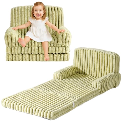 ROBUD Kinder Sofa 2-in-1 Klappsofa & Matratze – Faltbares Kindersofa mit abnehmbarem Bezug, Aufbewahrungstasche & Tragegriff - Grün von ROBUD