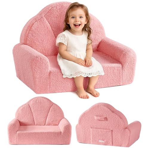 ROBUD Kindersofa für Mädchen, Bequemer Kindersessel, Spielzimmer-Sofa für Lesen & Spielen, Abnehmbarer Bezug, Weiß von ROBUD