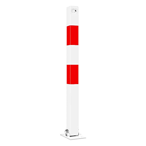 ROBUSTO Klapp-Pfosten Vierkant zum Aufdübeln, abschließbar mit Vorhängeschloss, rot/weiß, aus Stahl, Art.-Nr. 37196 von ROBUSTO