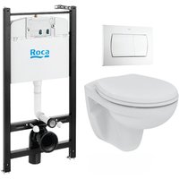 Roca - active Pack wc Vorwandelement + Porcher Wand-WC ohne Spülrand + weiße Bedienplatte ( ActivePorcher-1-DE) von ROCA