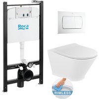 Roca - active Pack wc Vorwandelement + Gap Round spülrandlose wc + Softclose Deckel + Weiße Bedienplatte von ROCA