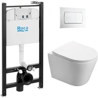 Roca - Pack Active Trägerrahmen + wc sat ohne Flansch und unsichtbare Befestigungen + weiße Platte ( ActiveSATrimless-1-DE von ROCA