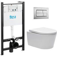 WC-Pack Vorwandelement Roca Active + sat Wand-WC ohne Flansch mit unsichtbare Befestigungen + Betätigungsplatte - Swiss Aqua Technologies von SWISS AQUA TECHNOLOGIES