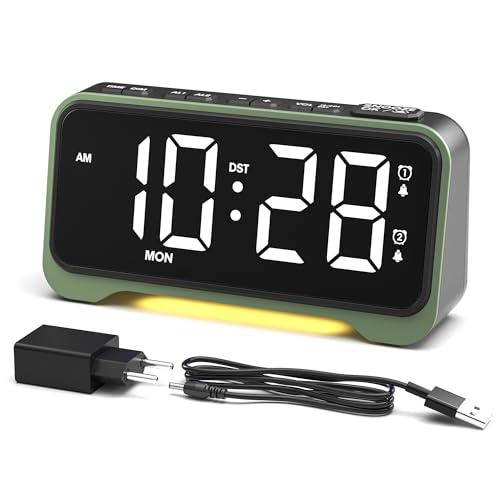 ROCAM Wecker Digital große LED-Anzeige, Digital Uhr mit Wochenendmodus, Nachttischuhr mit 2 Schlummermustern, 12/24 Stunden, Alarm Clock für Schlafzimmer, Kinder, Senioren von ROCAM