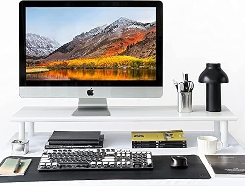 ROCDEER Weißer Dual-Monitorständer Erhöhung, unterer Stauraum für Schreibtisch, Bürobedarf, und unterstützt Computermonitor, schwere TV-Erhöhung bis zu 59 kg von ROCDEER