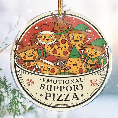Weihnachtsschmuck – 9,1 cm Acryl – Gag-Geschenke – böse freche Geschenke – weißer Elefant – Strumpffüller (Emotionale Unterstützung Pizza – niedliche Ideen für psychische Gesundheit) von ROCI