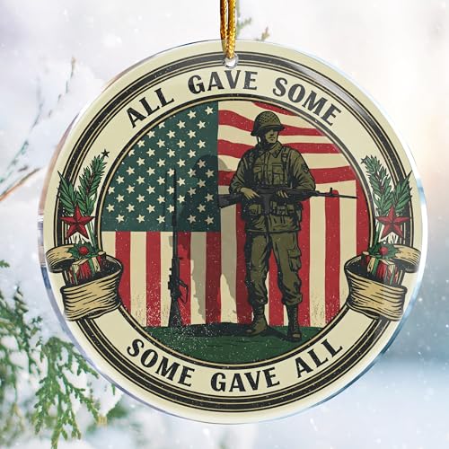 Weihnachtsschmuck – 9,1 cm Acryl – Strumpffüller (All gave Some Some Gave All 1 – USA-Flagge, Memorial Patriotic American Veteran Soldier) von ROCI