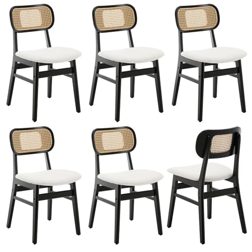 ROCITY Rattan Esszimmerstühle 6er Set Schwarz Leinenstoff Esszimmerstühle Natur Holz Küchenstühle Bauernhaus Boho ROCITY Rattan Esszimmerstühle 6er Set Schwarz Leinenstoff Esszimmerstühle Natur Holz Küchenstühle Bauernhaus Boho von ROCITY