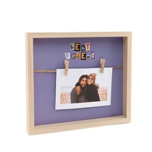 ROCKING GIFTS Bilderrahmen mit Klammern für die beste Freundin, braunes Holz und lila Hintergrund, für Erinnerungsfotos, 27 cm ROCKING GIFTS Bilderrahmen mit Klammern für die beste Freundin, braunes Holz und lila Hintergrund, für Erinnerungsfotos, 27 cm von ROCKING GIFTS