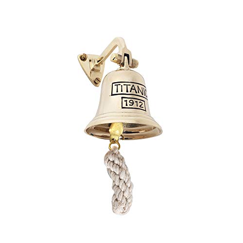 ROCKING GIFTS Bootsglocke, um an Messingwand Titanic 10 cm mit Rattat -Seil, Empfang Timbre, Retro Vintage Nautical Decoration ROCKING GIFTS Bootsglocke, um an Messingwand Titanic 10 cm mit Rattat -Seil, Empfang Timbre, Retro Vintage Nautical Decoration von ROCKING GIFTS