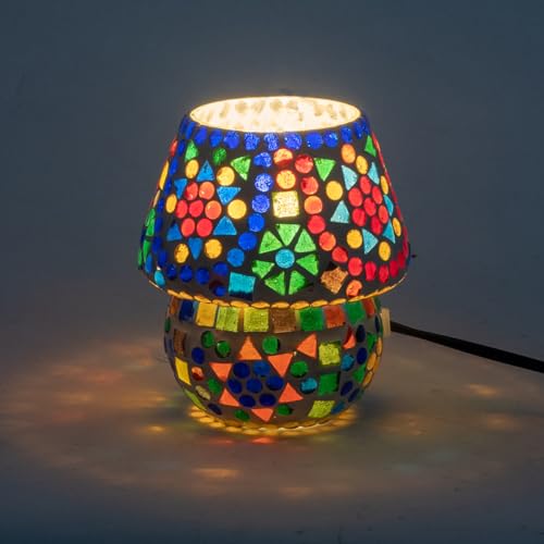 ROCKING GIFTS Kleine Tischlampe Bunte Kristalle für ein warmes und entspannendes Licht, einzigartiges Design, Meditations- und Yoga-Umgebung für Wohnzimmer oder Schlafzimmer, 13 cm von ROCKING GIFTS