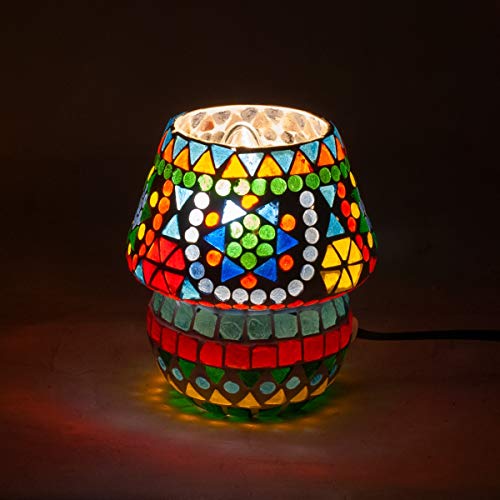 ROCKING GIFTS Kleine Tischlampe mit farbigen Kristallen für entspannendes warmes Licht, einzigartiges Design, Meditations- und Yoga-Ambiente, für Wohn- oder Schlafzimmer, 13 cm von ROCKING GIFTS