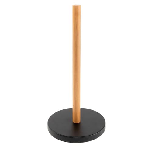 ROCKING GIFTS Küchenrollenhalter aus schwarzem Metall und braunem Holz, Industriedesign, 31 cm von ROCKING GIFTS