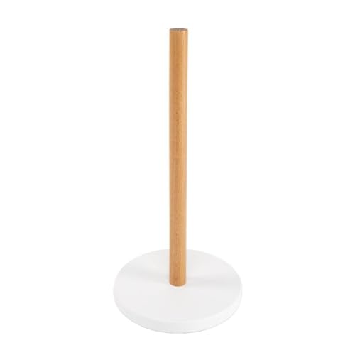 ROCKING GIFTS Küchenrollenhalter aus weißem Metall und braunem Holz, 31 cm von ROCKING GIFTS