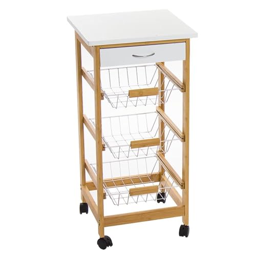 ROCKING GIFTS Küchenwagen, Holz, weiß, 76 x 37 cm, Aufbewahrung, Organizer, Tablett von ROCKING GIFTS