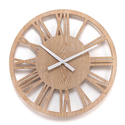 ROCKING GIFTS Runde Wanduhr aus Holz, braun, hohl, römische Ziffern, elegantes Design, 60 cm ROCKING GIFTS Runde Wanduhr aus Holz, braun, hohl, römische Ziffern, elegantes Design, 60 cm von ROCKING GIFTS