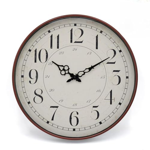 ROCKING GIFTS Runde Wanduhr aus Kunststoff in Holzoptik, leiser Mechanismus, rustikaler Vintage-Stil, Braun, 40 cm ROCKING GIFTS Runde Wanduhr aus Kunststoff in Holzoptik, leiser Mechanismus, rustikaler Vintage-Stil, Braun, 40 cm von ROCKING GIFTS