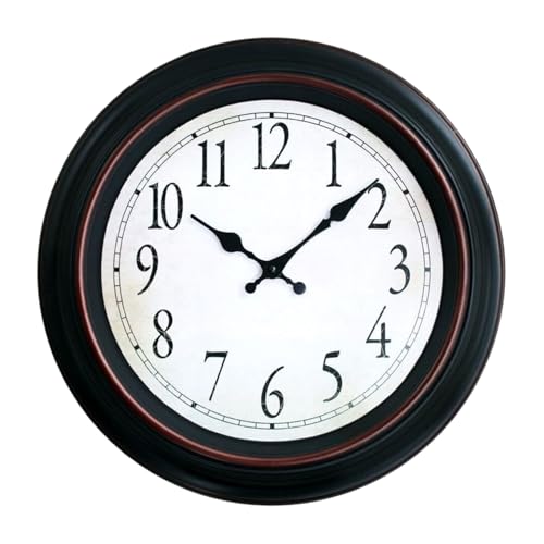 ROCKING GIFTS Runde Wanduhr aus Kunststoff in Holzoptik, leises Uhrwerk, Vintage-Stil, Schwarz, 40 cm ROCKING GIFTS Runde Wanduhr aus Kunststoff in Holzoptik, leises Uhrwerk, Vintage-Stil, Schwarz, 40 cm von ROCKING GIFTS