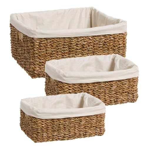 ROCKING GIFTS Set mit 3 rechteckigen Körben aus braunem Weidengeflecht mit weißem Stoff, 3 Größen, Mehrzweck-Aufbewahrungsboxen für Küche und Schrank, groß 31 cm ROCKING GIFTS Set mit 3 rechteckigen Körben aus braunem Weidengeflecht mit weißem Stoff, 3 Größen, Mehrzweck-Aufbewahrungsboxen für Küche und Schrank, groß 31 cm von ROCKING GIFTS