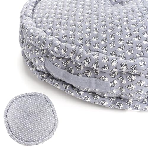 ROCKING GIFTS Sitzsack aus Baumwollstoff, Grau, rundes Bodenkissen mit Griff, 60 cm von ROCKING GIFTS