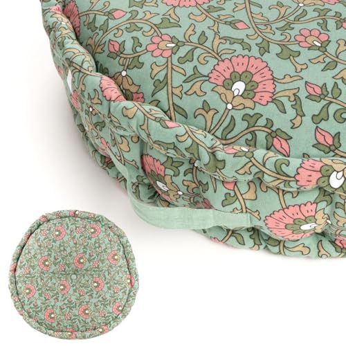 ROCKING GIFTS Sitzsack aus grünem Baumwollstoff mit bunten Blumen, rundes Bodenkissen mit Griff, 60 cm ROCKING GIFTS Sitzsack aus grünem Baumwollstoff mit bunten Blumen, rundes Bodenkissen mit Griff, 60 cm von ROCKING GIFTS
