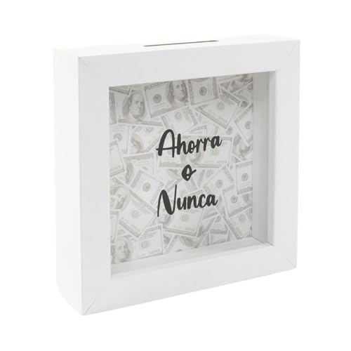 ROCKING GIFTS Spardose aus Holz, 15 x 15 x 5 cm, Spardose, dekoratives Geschenk von ROCKING GIFTS