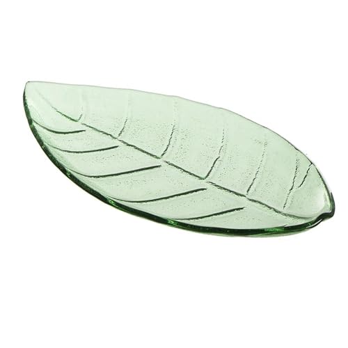ROCKING GIFTS Tablett in Blattform, 25 cm, dekorativ, aus robustem Glas, vielseitig verwendbar von ROCKING GIFTS