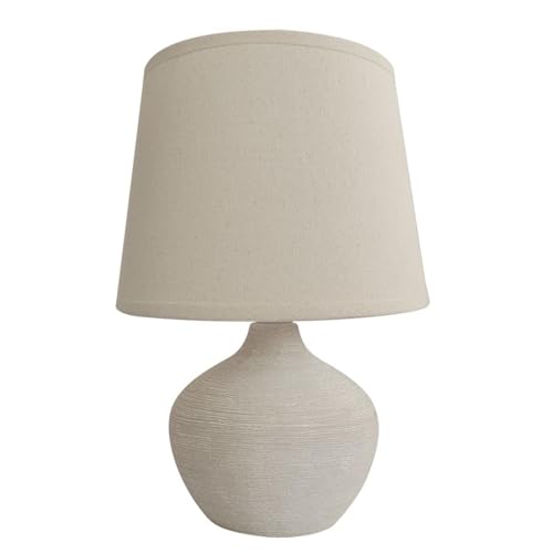 ROCKING GIFTS Tischlampe aus Keramik, Beige, mit Glocke, E14-Glühbirne nicht im Lieferumfang enthalten, warmes oder kaltes Licht, für Wohnzimmer oder Schlafzimmer, 27 cm von ROCKING GIFTS