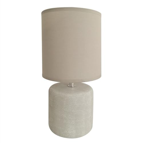 ROCKING GIFTS Tischlampe aus Keramik, Grau, Beige, mit Glocke, E14-Glühbirne nicht im Lieferumfang enthalten, warmes oder kaltes Licht, für Wohnzimmer oder Schlafzimmer, 33 cm von ROCKING GIFTS
